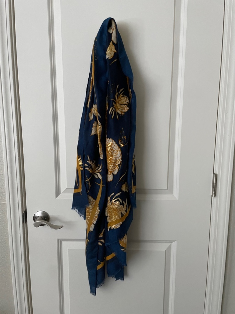 Navy Blue & Gold Floral Scarf